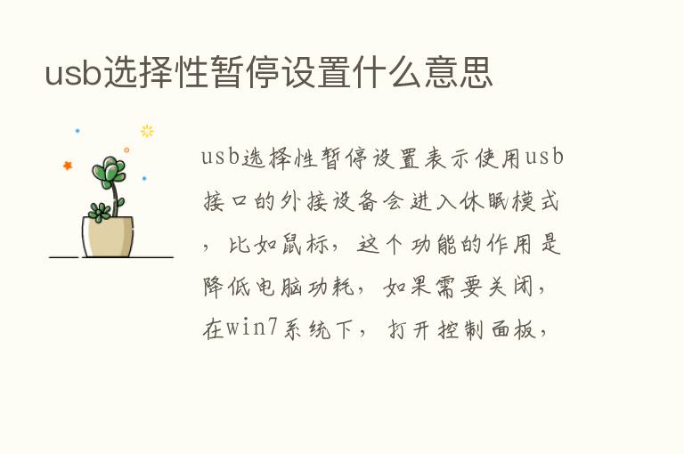 usb选择性暂停设置什么意思