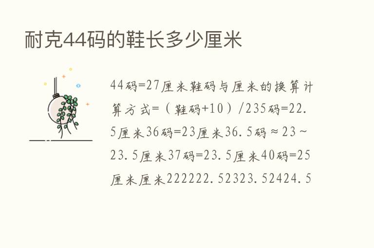 耐克44码的鞋长多少厘米