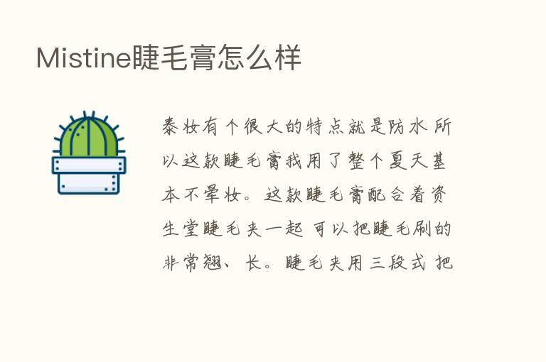 Mistine睫毛膏怎么样