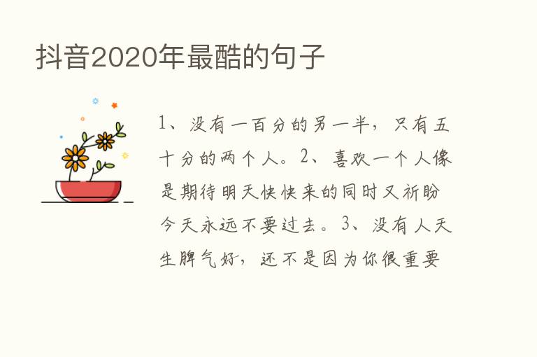 抖音2020年   酷的句子