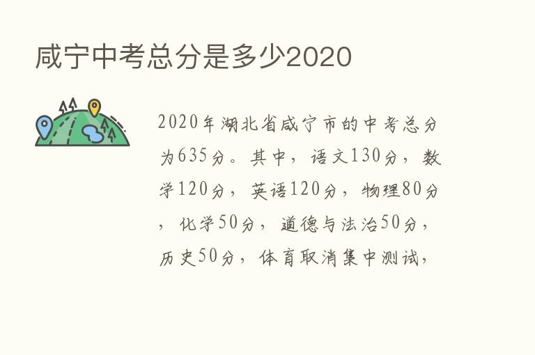 咸宁中考总分是多少2020