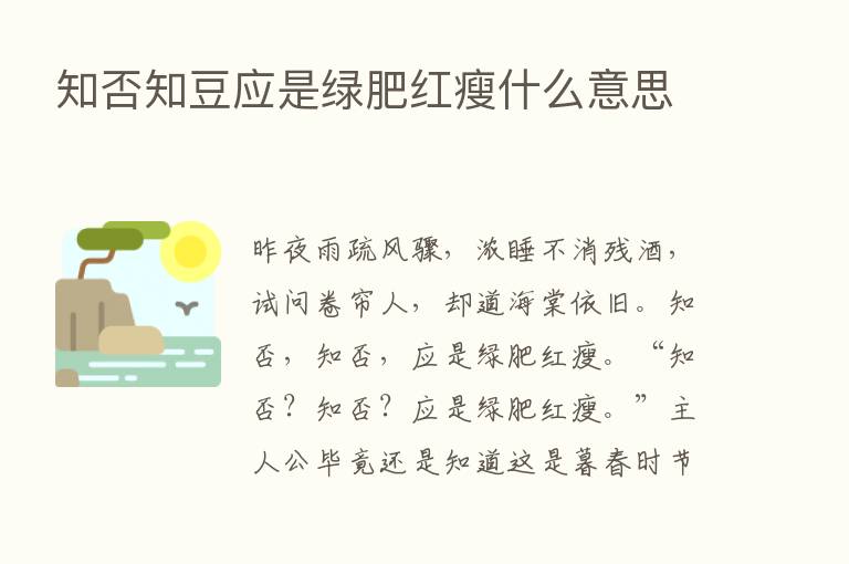 知否知豆应是绿肥红瘦什么意思