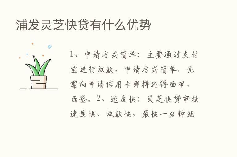 浦发灵芝快贷有什么优势