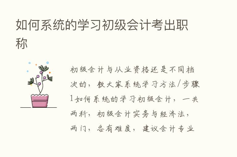 如何系统的学习初级会计考出职称