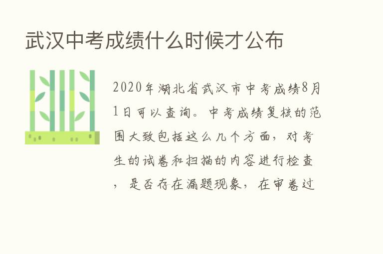 武汉中考成绩什么时候才公布