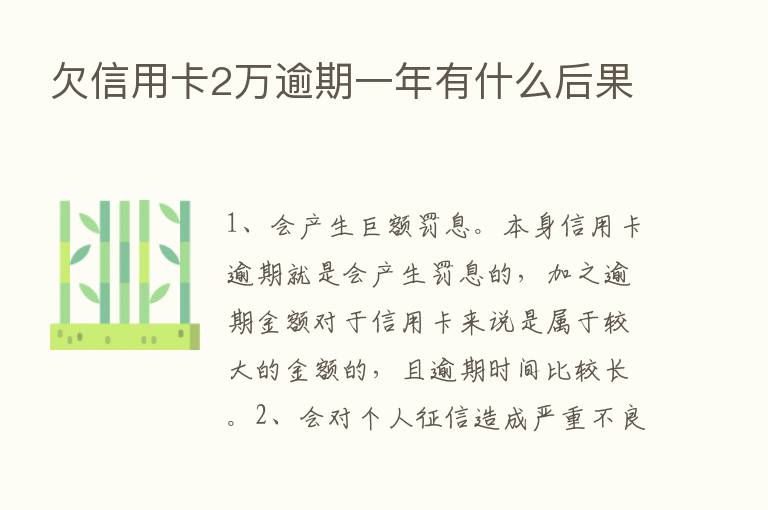 欠信用卡2万逾期一年有什么后果