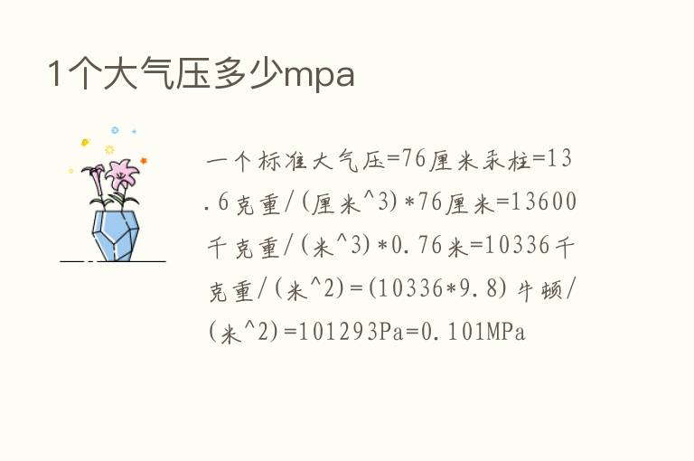 1个大气压多少mpa