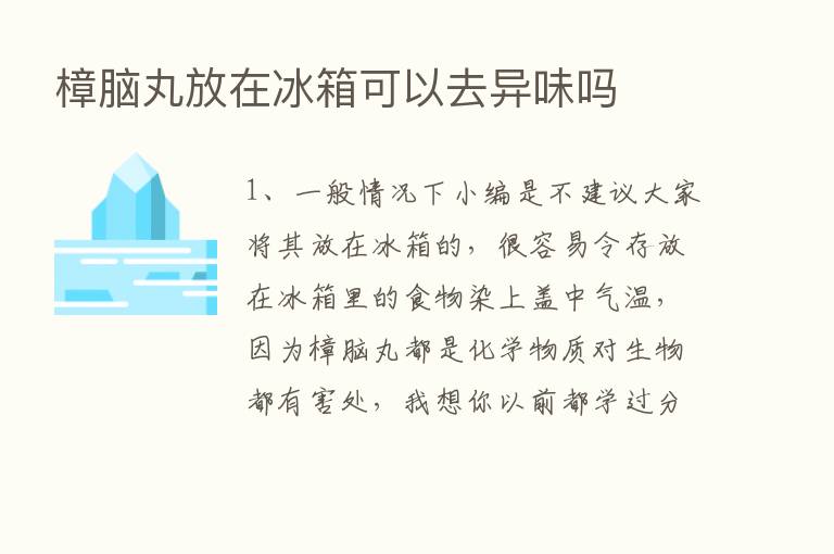 樟脑丸放在冰箱可以去异味吗