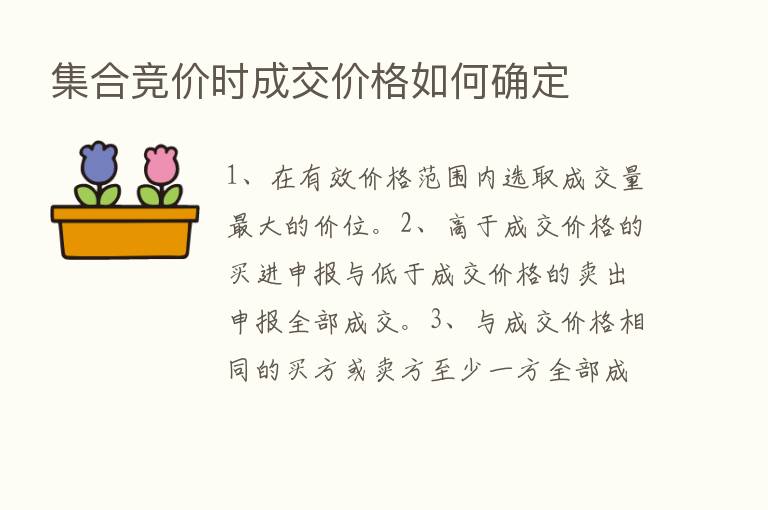 集合竞价时成交价格如何确定