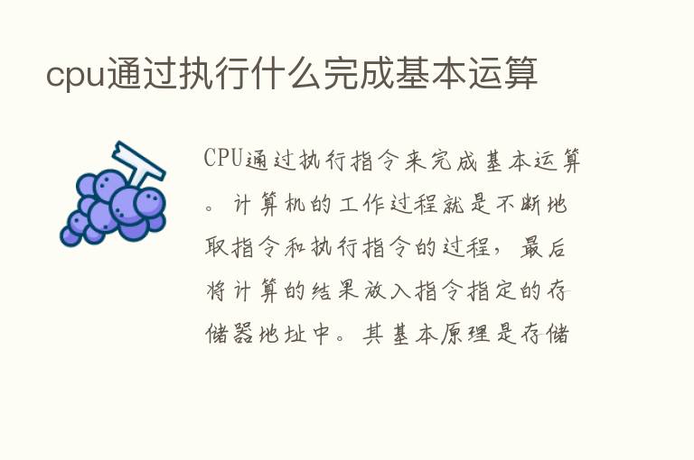 cpu通过执行什么完成基本运算