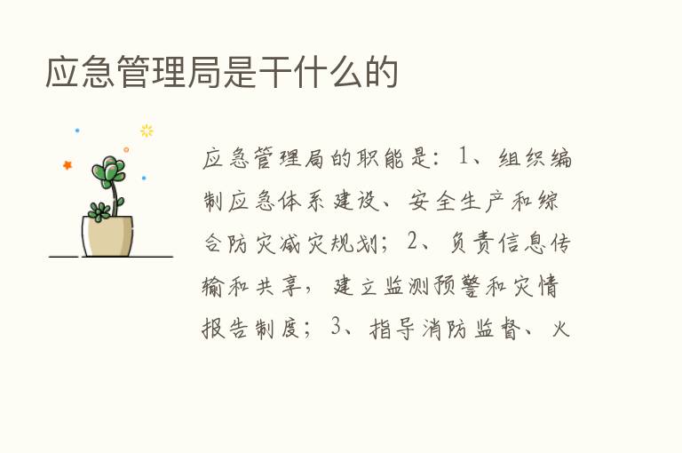 应急管理局是干什么的