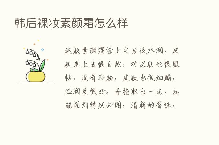 韩后裸妆素颜霜怎么样