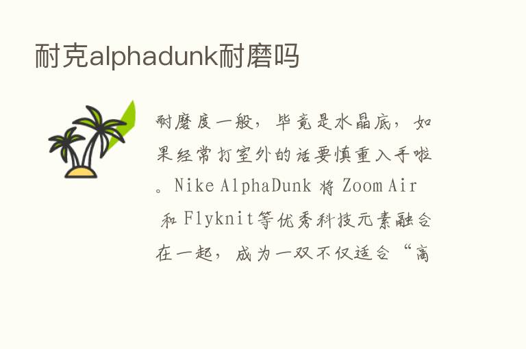 耐克alphadunk耐磨吗