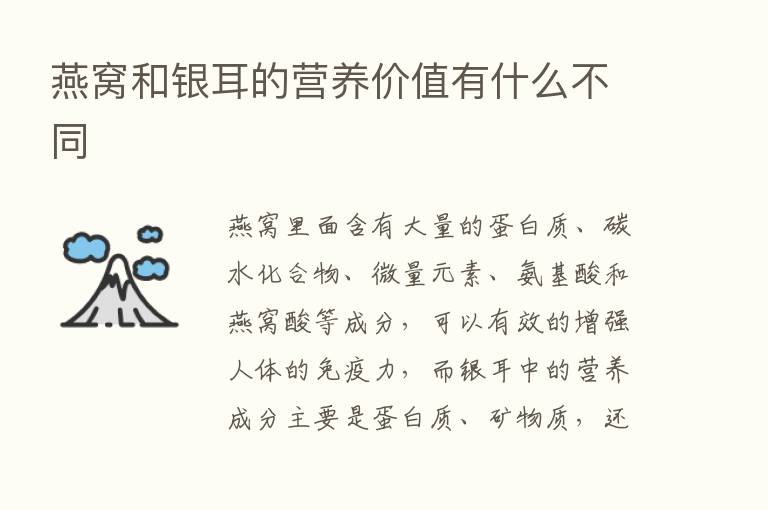 燕窝和银耳的营养价值有什么不同