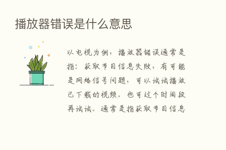 播放器错误是什么意思