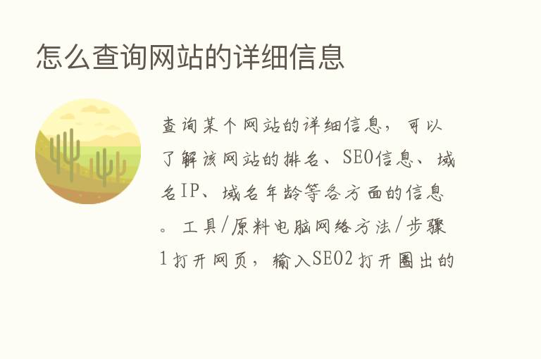 怎么查询网站的详细信息