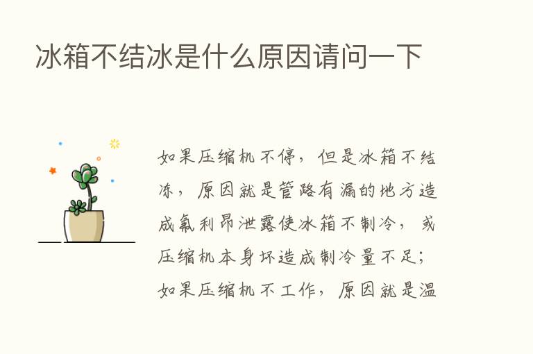 冰箱不结冰是什么原因请问一下