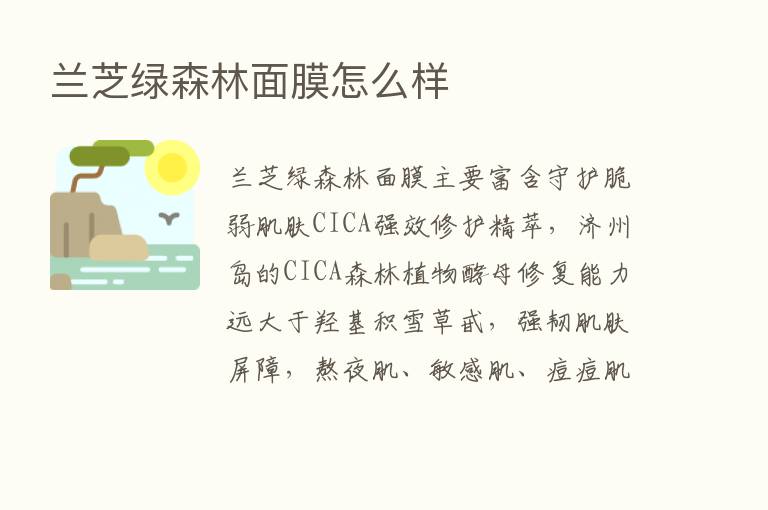 兰芝绿森林面膜怎么样