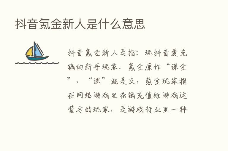 抖音氪金新人是什么意思