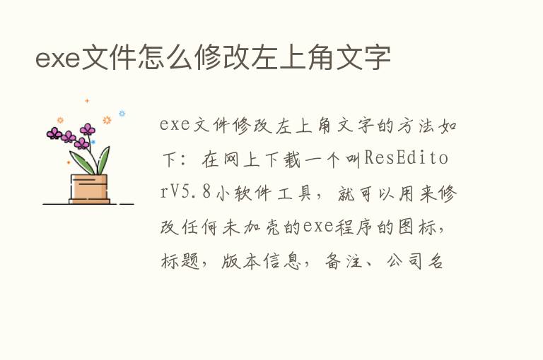 exe文件怎么修改左上角文字