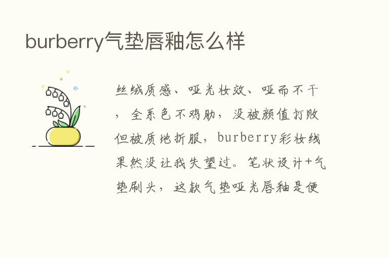 burberry气垫唇釉怎么样