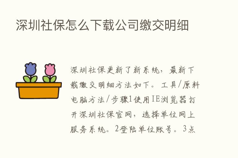 深圳社保怎么下载公司缴交明细