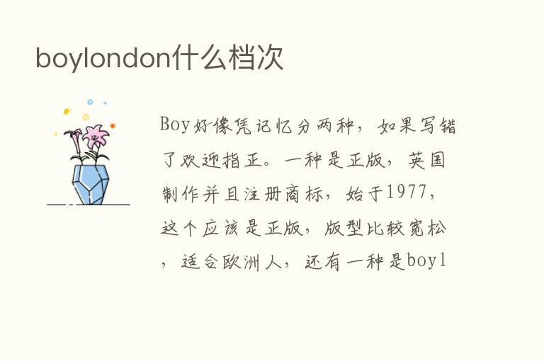 boylondon什么档次