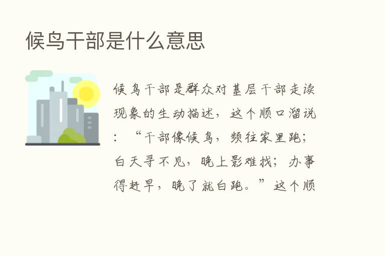 候鸟干部是什么意思