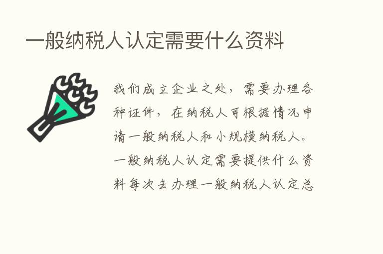 一般纳税人认定需要什么资料