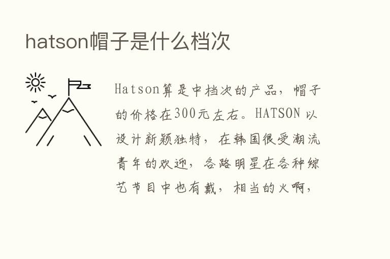 hatson帽子是什么档次