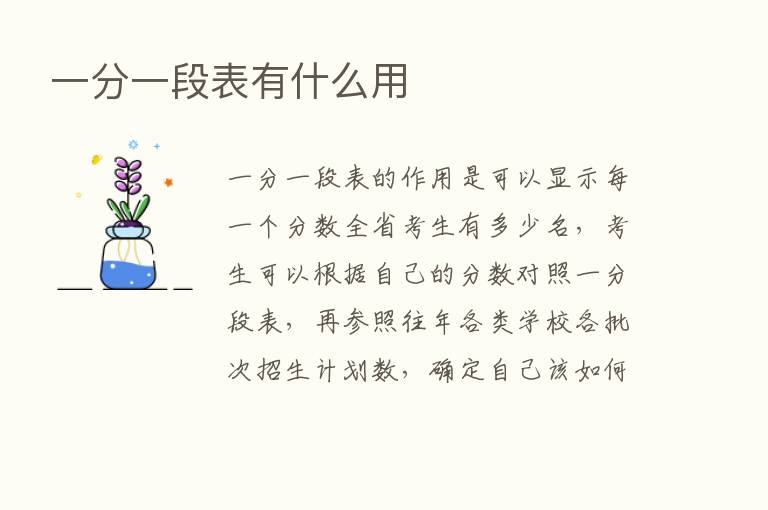 一分一段表有什么用