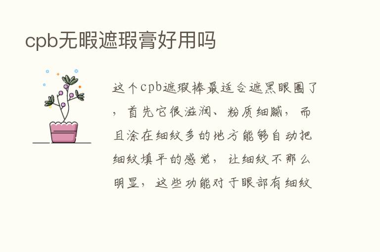 cpb无暇遮瑕膏好用吗