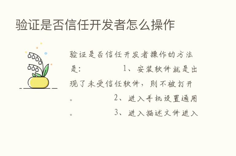 验证是否信任开发者怎么操作