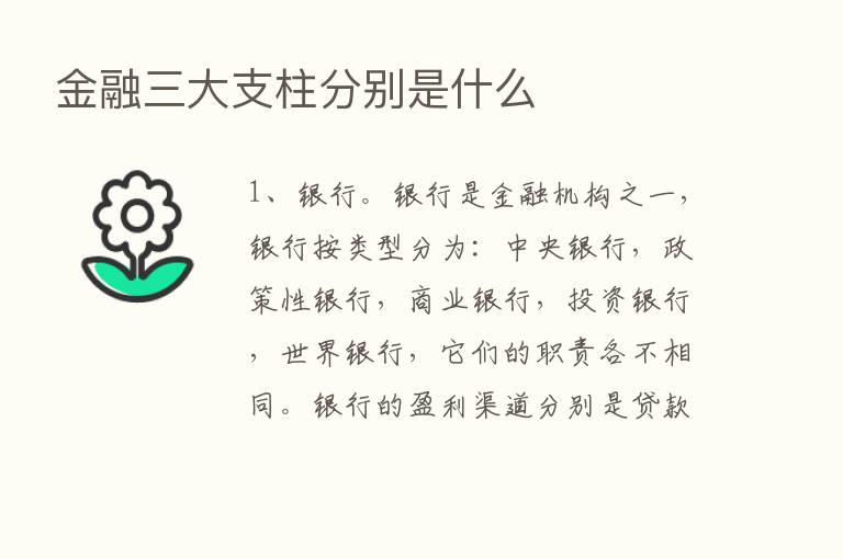 金融三大支柱分别是什么