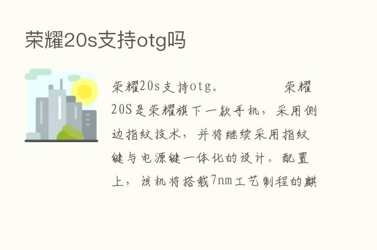       20s支持otg吗