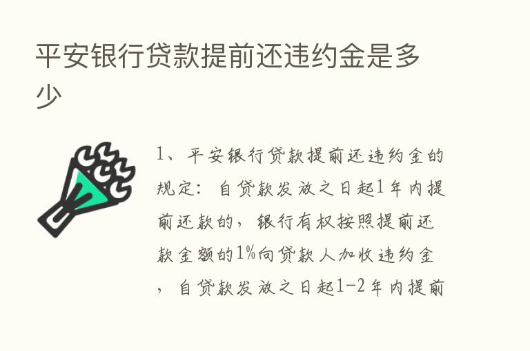 平安银行贷款提前还违约金是多少