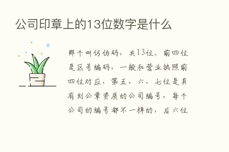 公司印章上的13位数字是什么