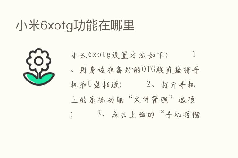 小米6xotg功能在哪里