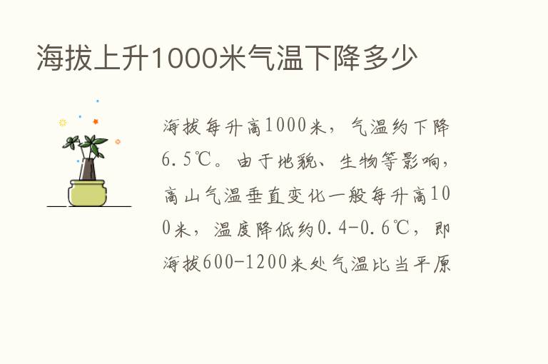 海拔上升1000米气温下降多少