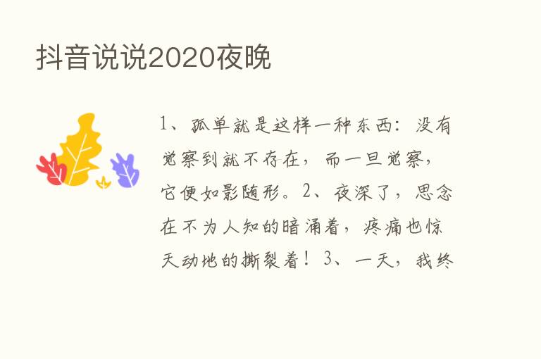 抖音说说2020夜晚