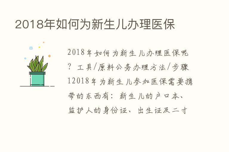 2018年如何为新生儿办理医保