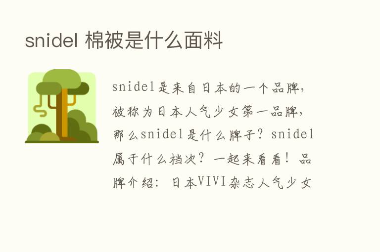 snidel 棉被是什么面料