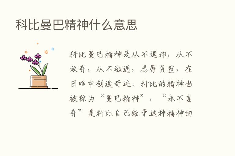 科比曼巴精神什么意思