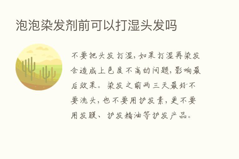 泡泡染发剂前可以打湿头发吗