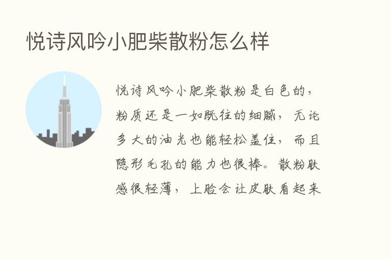 悦诗风吟小肥柴散粉怎么样