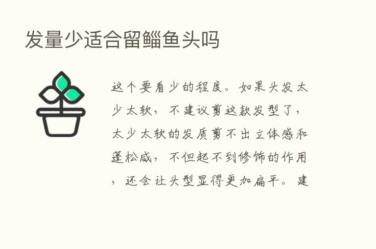 发量少适合留鲻鱼头吗