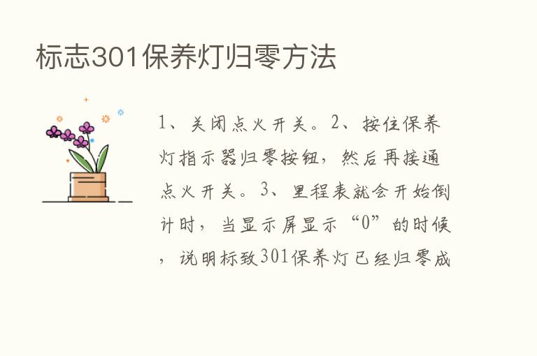 标志301保养灯归零方法