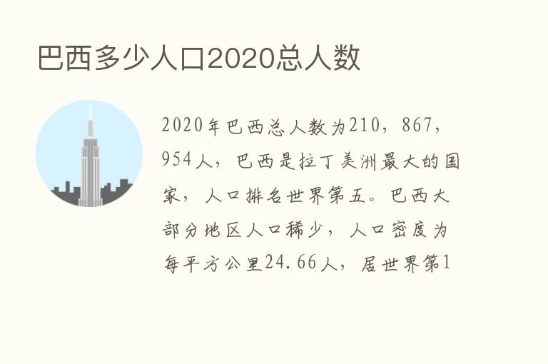 巴西多少人口2020总人数