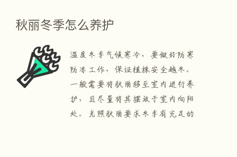 秋丽冬季怎么养护