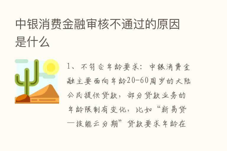 中银消费金融审核不通过的原因是什么